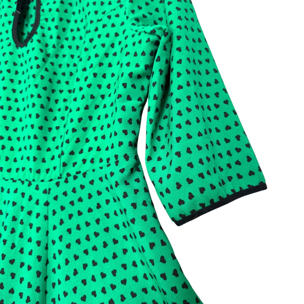 Hell Bunny Dress Paradisum 50s Keyhole Heart Polka Dot Green L Rockabilly Pinup - Picture 8 of 16